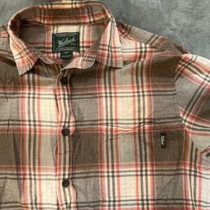 Woolrich Brown and Salmon Plaid Button Down Shirt